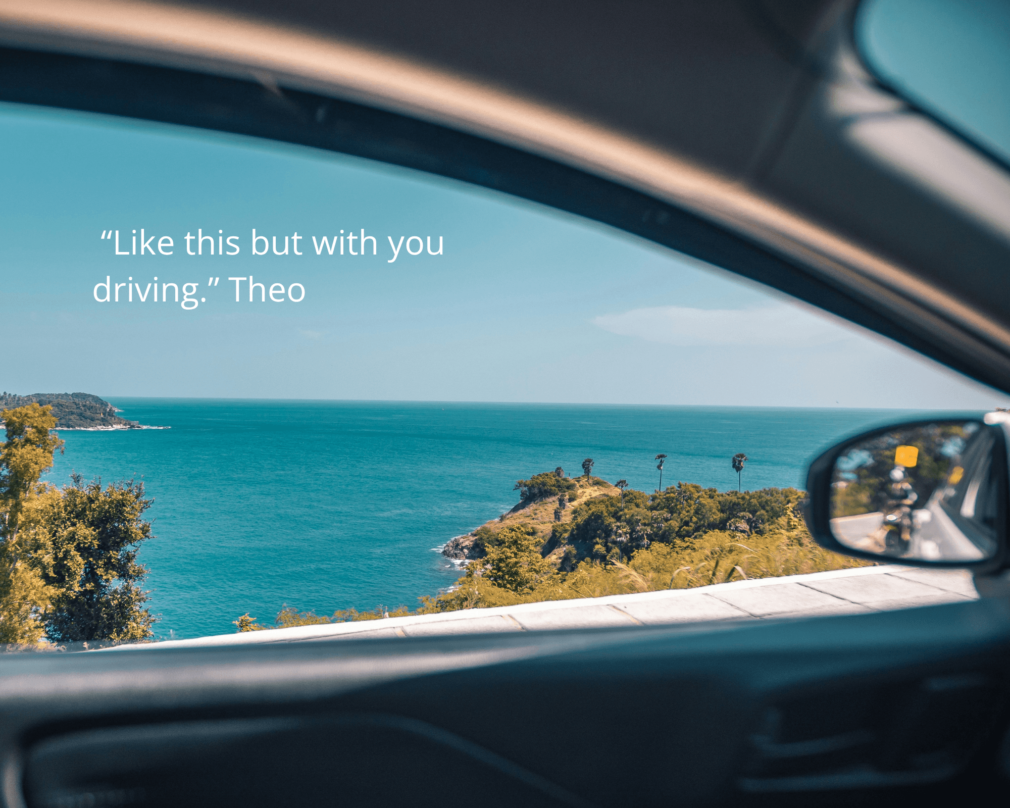 The Greek coastline seen from the window of a rental car — Monobrow Car Rentals