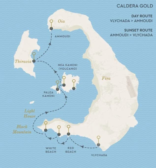 Map - Caldera Gold, Semi-Private Catamaran Cruise
