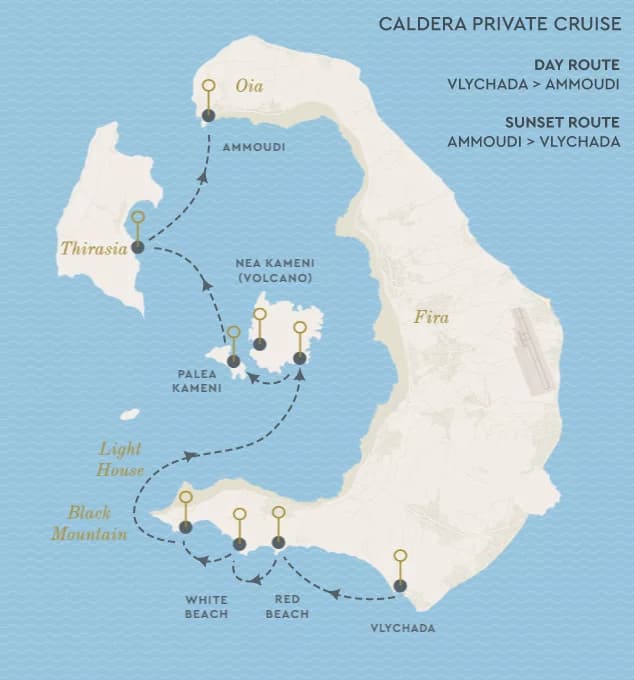 Map - Santorini Private Caldera Cruise